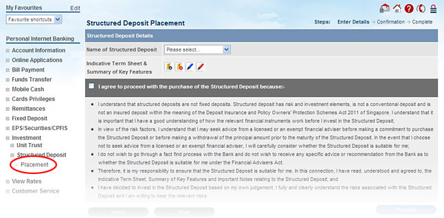 Place a Structured Deposit
