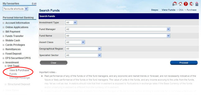 View and Purchase Unit Trust