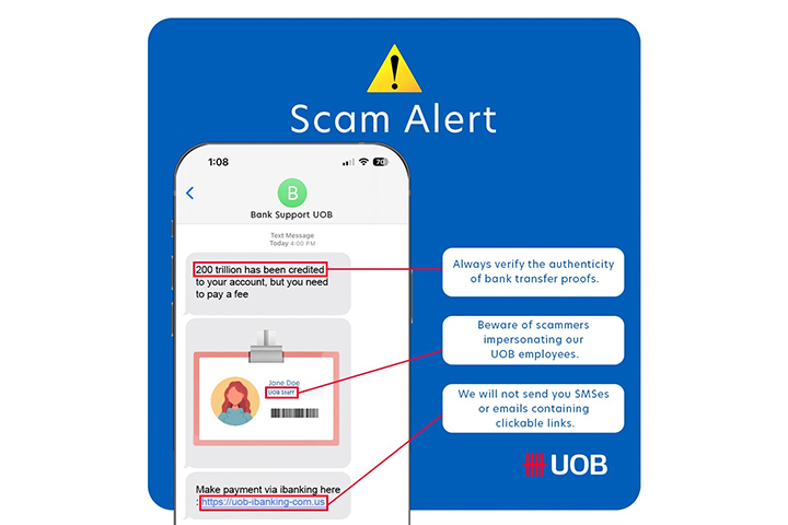 Is this a legitimate payment SMS notification from UOB? 