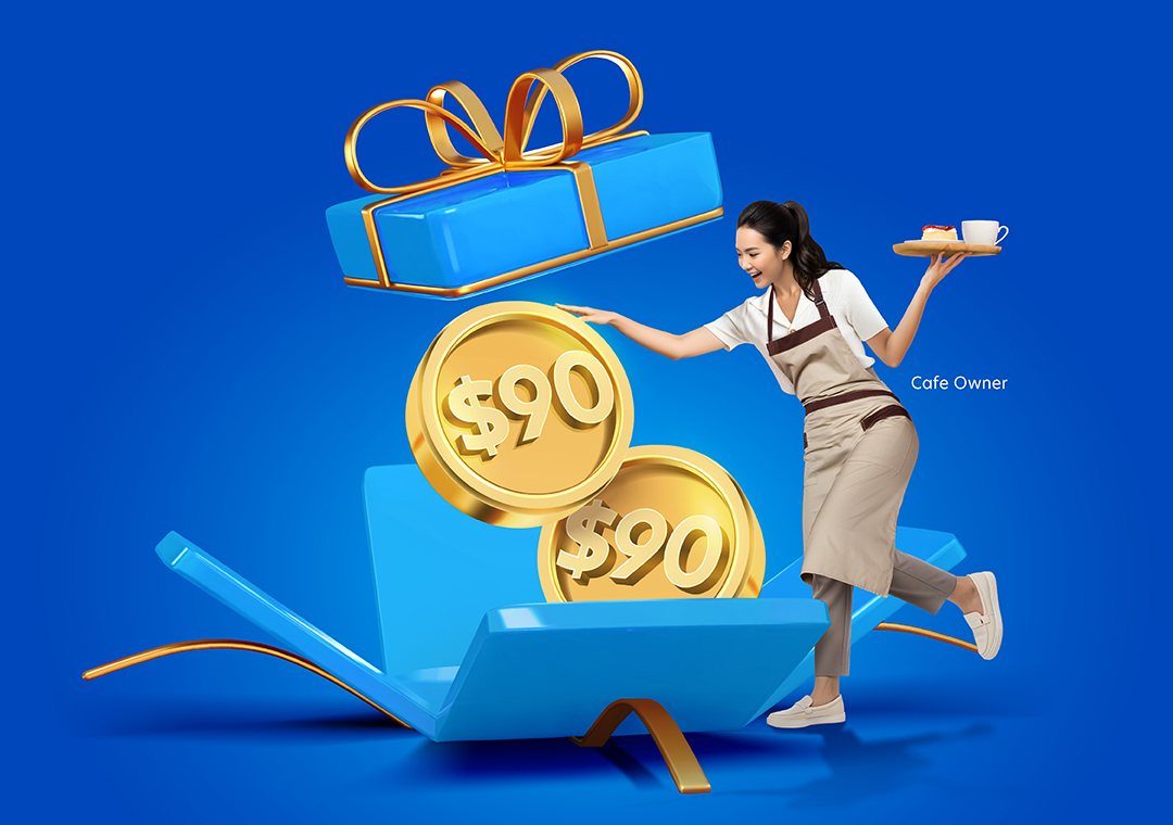 Enjoy up to S$180 rewards for your business with UOB90 promotion