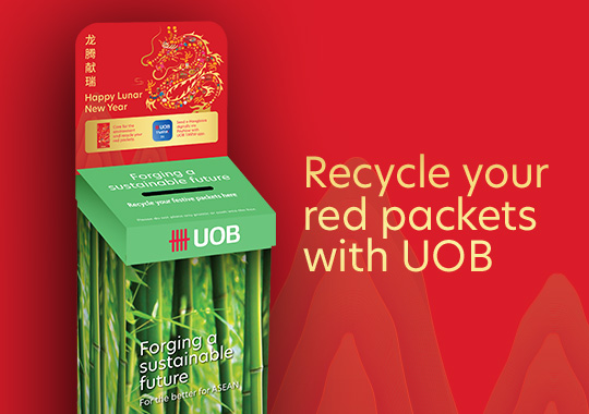 Leap into a sustainable future with UOB through our Lunar New Year red packet recycling programme