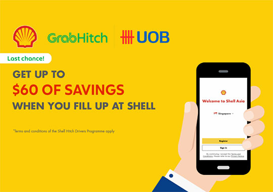 Shell Hitch Drivers Programme: Get up to S$60 Shell fuels e-coupons monthly with UOB Cards!​