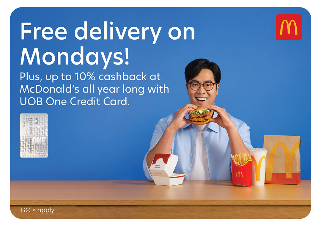 Free McDelivery on Mondays, exclusively with UOB One Cards