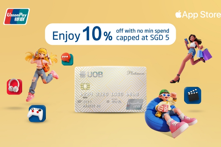 Enjoy 10% off Apple Store with no minimum spend, capped at S$5
