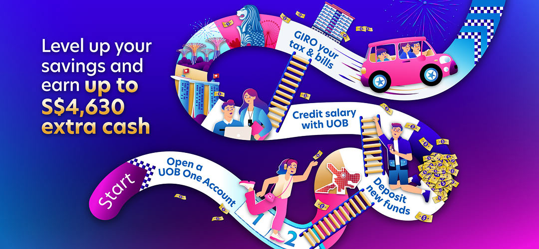 Level up your savings and earn up to S$4,630 extra cash*