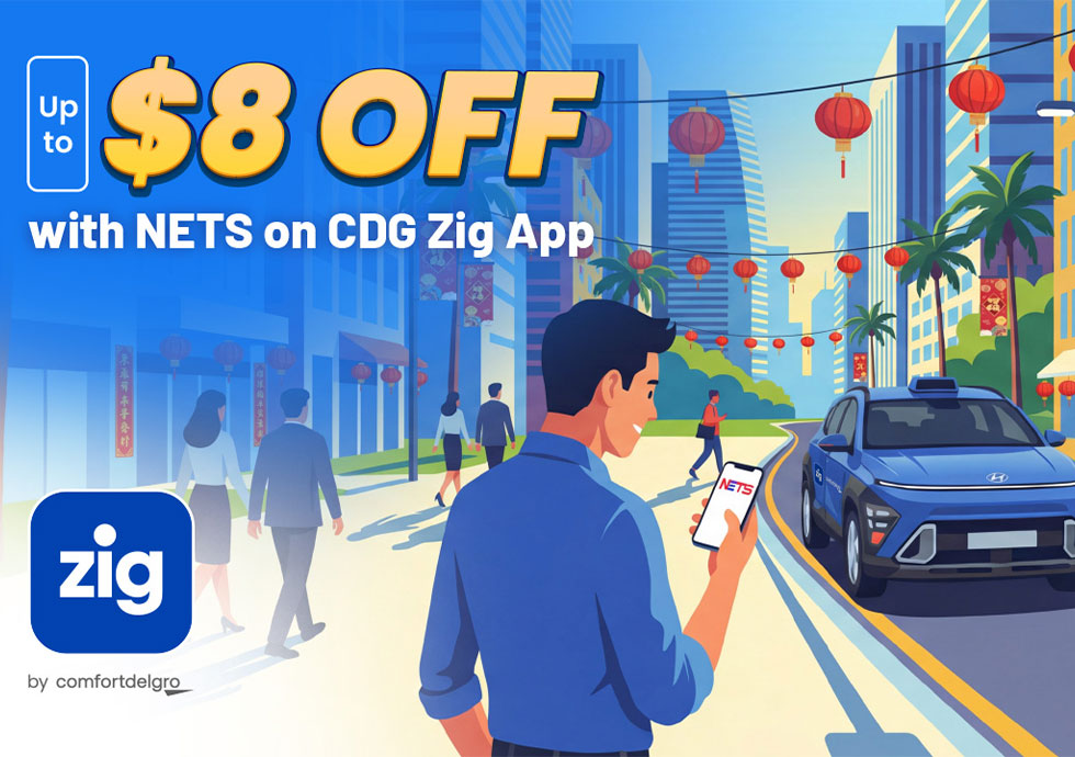 Get up to $8 off with NETS on CDG Zig App