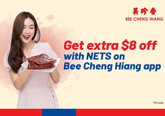 Get extra $8 off with NETS on Bee Cheng Hiang app
