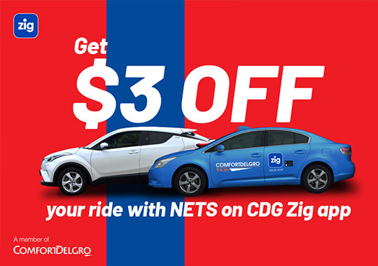 Get $3 off your ride with NETS on CDG Zig app