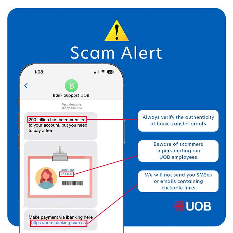 Is this a legitimate payment SMS notification from UOB?
