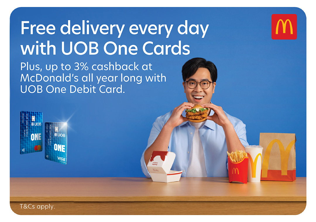 Free McDelivery^ on Mondays, exclusively with UOB One Cards