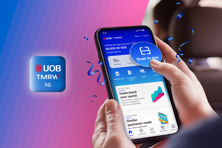 Scan to pay with UOB TMRW and get S$5 cashback on groceries weekly