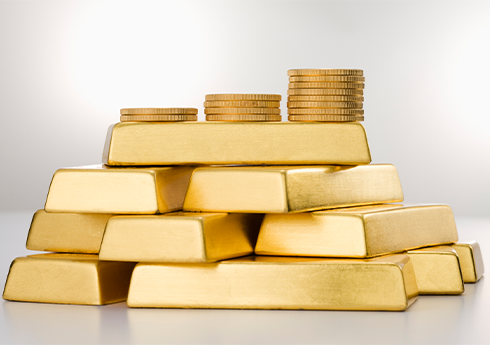 Gold bars and bullion coins