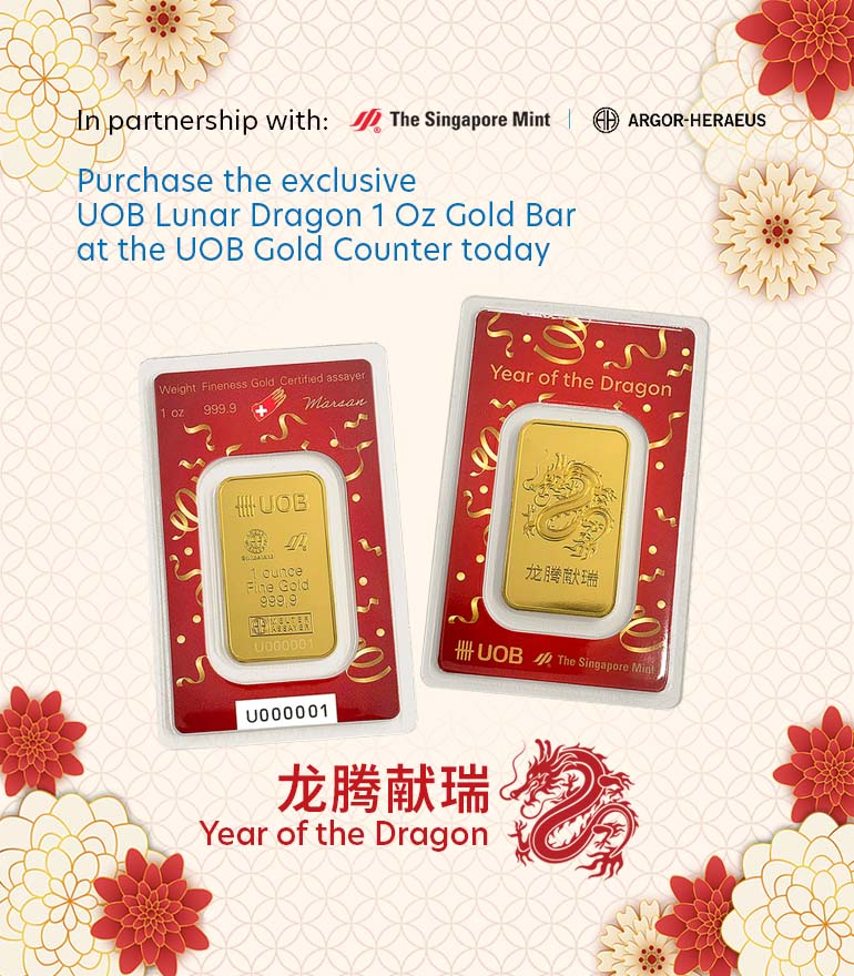 UOB Lunar Dragon 1 oz Gold Bar