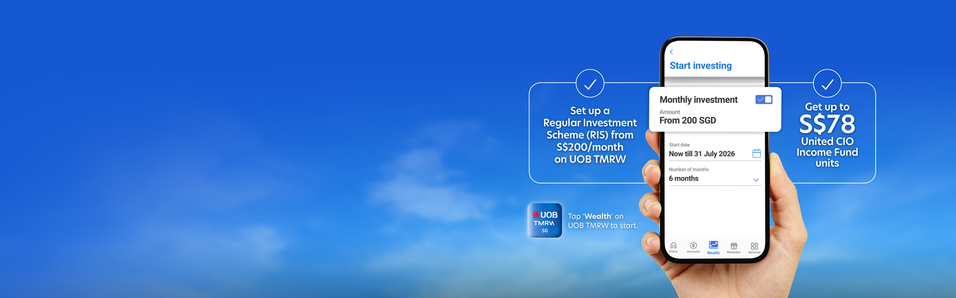 Get rewarded when you invest monthly on UOB TMRW 