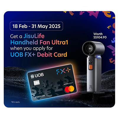 Apply for UOB FX+ Debit Card and get a JisuLife Handheld Fan Ultra1 (worth S$104.90)