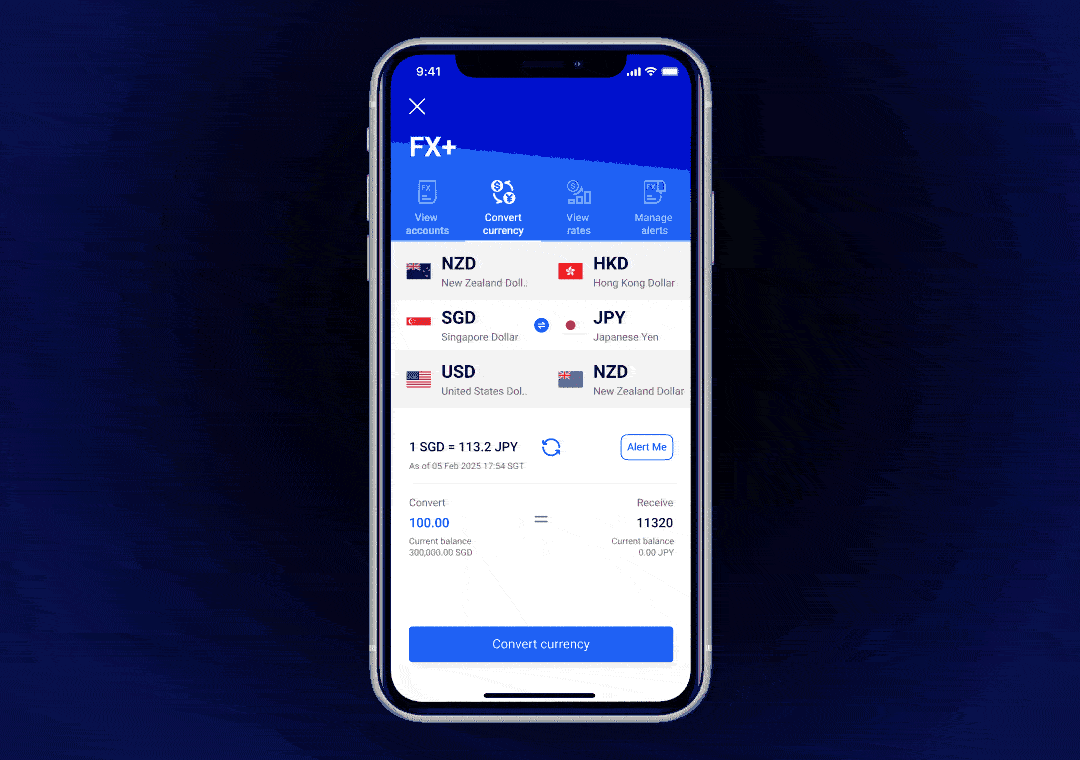 Convert currencies at competitive rates on UOB TMRW