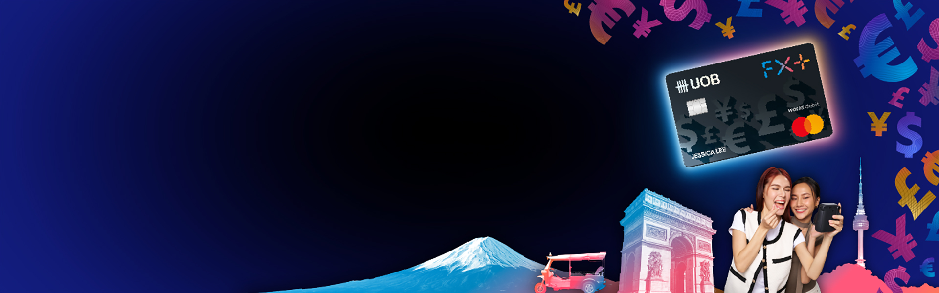 0% FX fees worldwide with UOB FX+ Debit Card