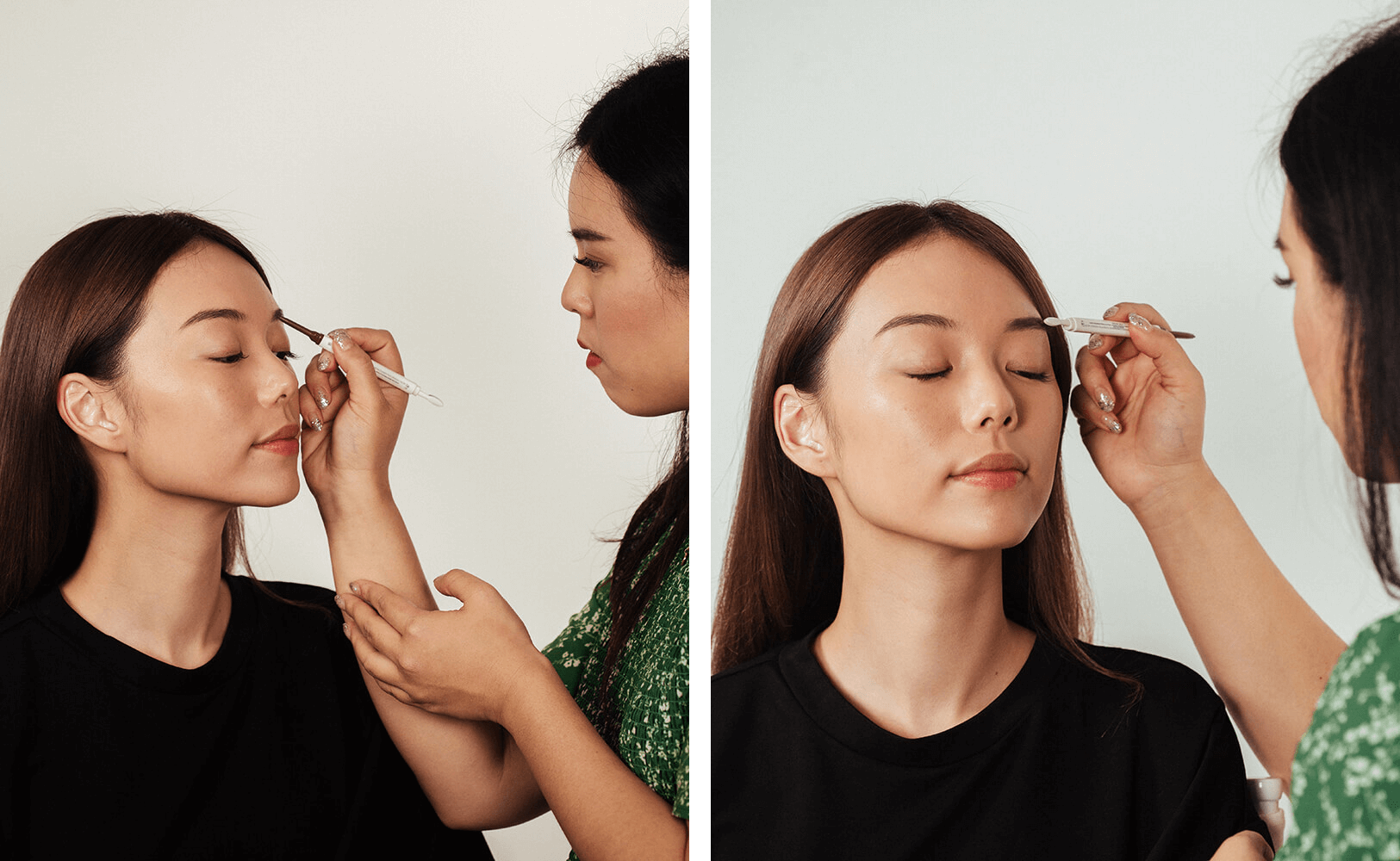 Roseanne’s Pro-Tip: For starters, Roseanne likes to start with the tail of the brow, slowly making her way to the start. She does this by gently filling in the gaps with soft and precise strokes to create the illusion of natural and fine-looking hair. Once she is done, she takes the small styler brush from Fenty’s brow pencil to brush through the entire brow. Eyebrows are instantly softened.