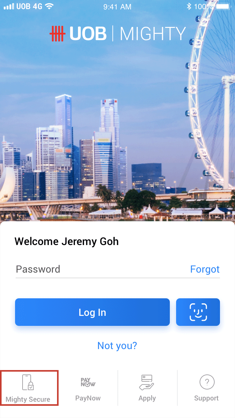 Launch UOB Mighty and tap on Secure