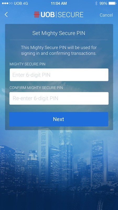 Set your new Mighty Secure PIN